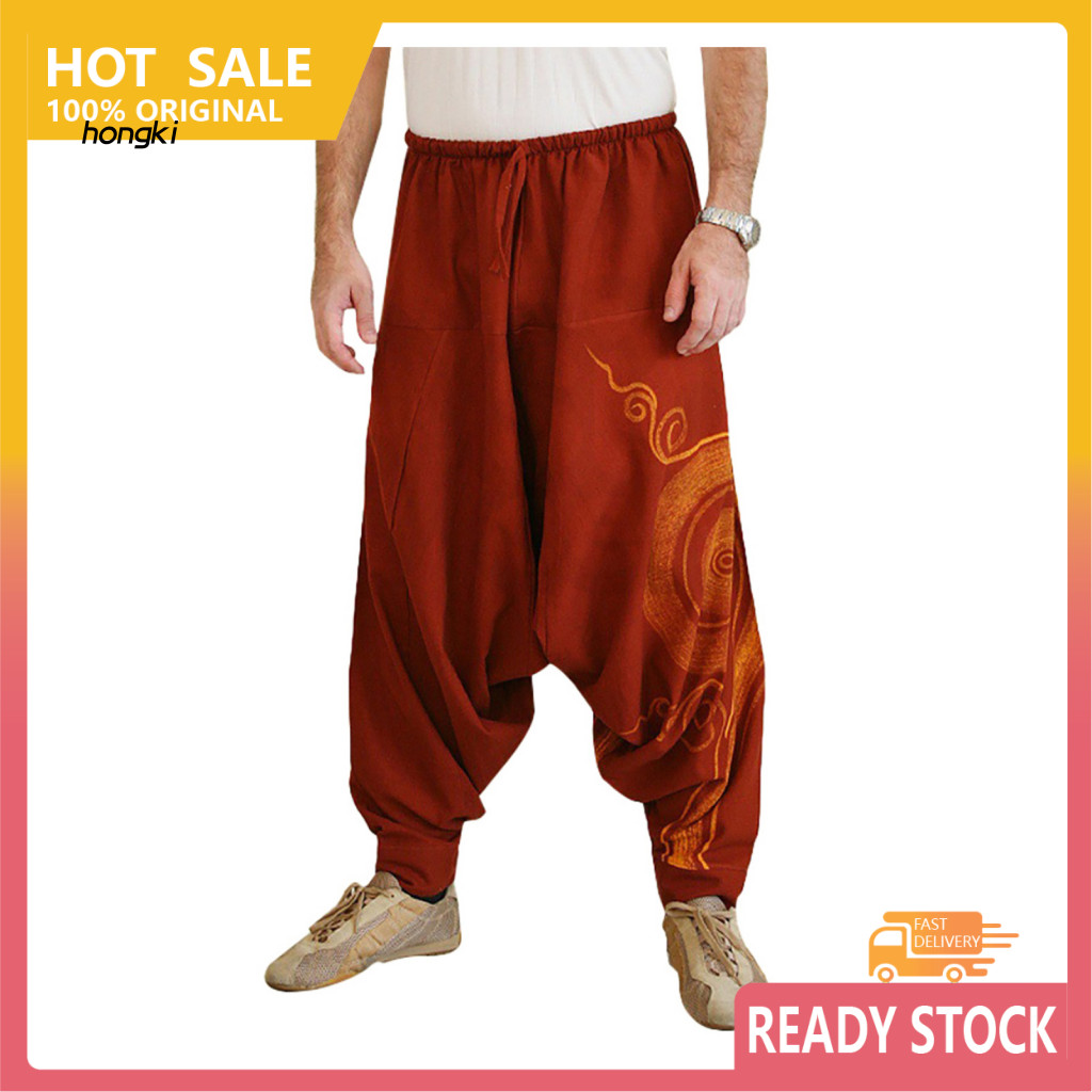 HH Men Pants Loose Fit Stylish Nylon Men Harem Pants for Party