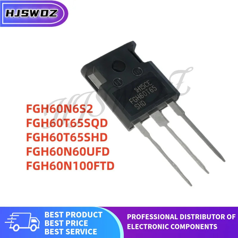 5PCS TO-247 FGH60T65SHD FGH60T65SQD FGH60N60UFD FGH60N100FTD FGH60N6S2 IGBT ทรานซิสเตอร์ mos ชิป ic 