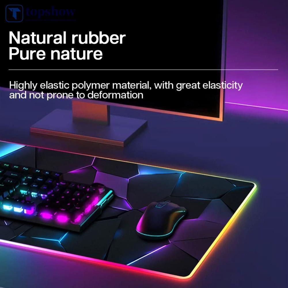 TOPSHOW RGB Gradient Luminous Gaming Mouse Pad ลื่นโต๊ะ Lockedge สําหรับ Gamers สํานักงานนักเรียนใช้