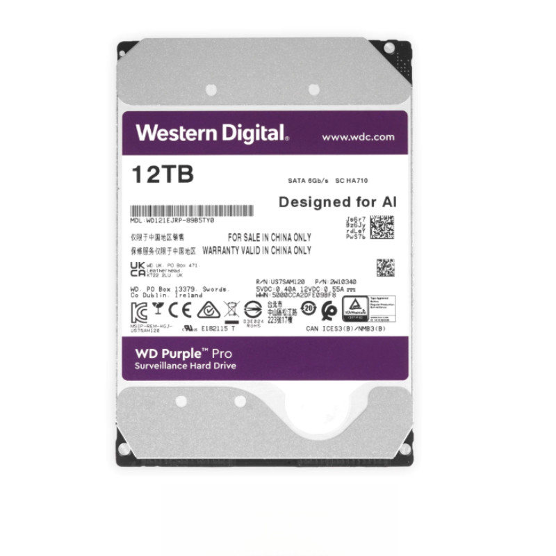 WD121PURP Western Digital Purple Pro 12TB HDD 7.2K SATA 6G 3.5" 256M Surveillanc HDD