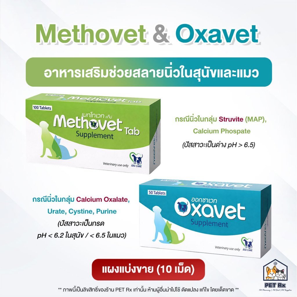 [แบ่งขาย!] Methovet & Oxavet [แท้💯] อาหารเสริมเพื่อสลายนิ่วในสุนัขและแมว ปรับค่า pH ของปัสสาวะ