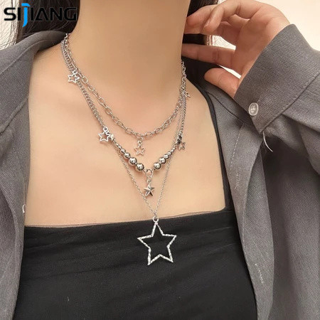 XIJIANG เครื่องประดับยุโรปและอเมริกาสไตล์สาวร้อน Niche Star ชุดพู่สร้อยคออเนกประสงค์สําหรับผู้หญิง H