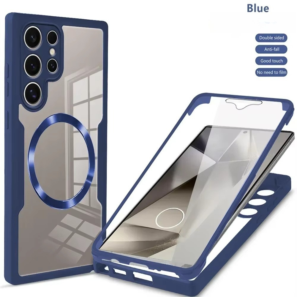 สําหรับ Samsung Galaxy S26 S25 S24 S23 S22 Ultra Plus FE เคสชาร์จไร้สายแบบใสกันกระแทกเต็มรูปแบบ