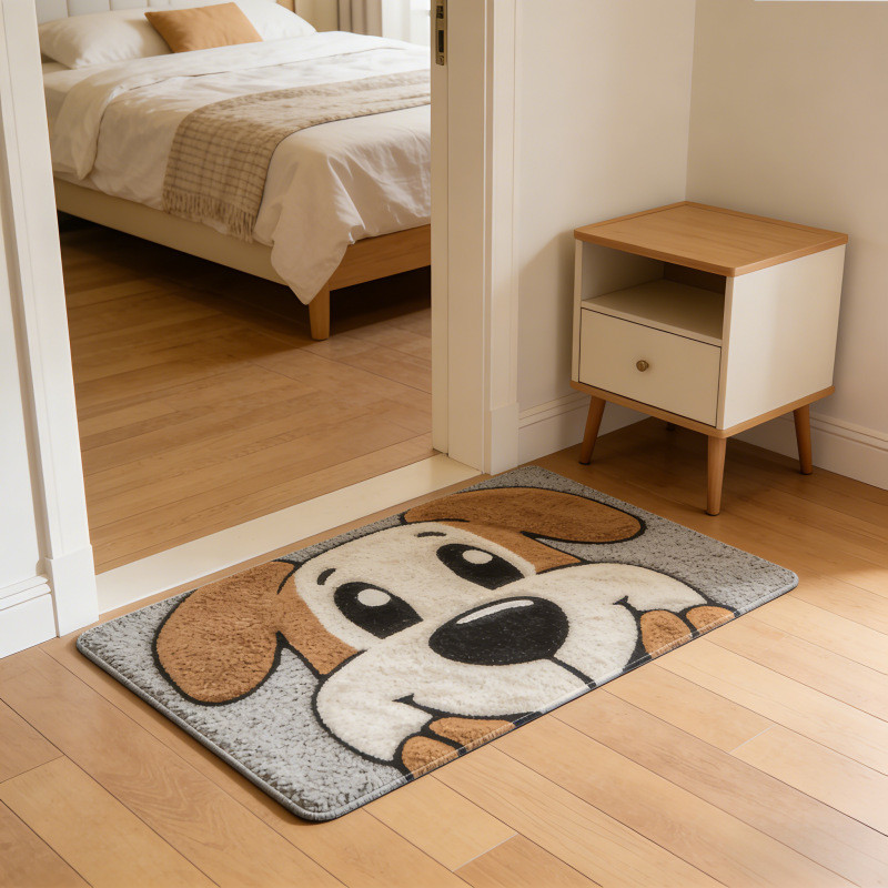 Popular~Cartoon puppy imitation cashmere floor mat for home use, bathroom mat, entrance door mat, fu