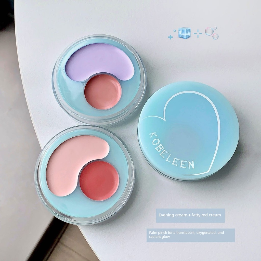 บลัช ไฮไลท์ Little Beetle Two-Color Blush Cream Sun-Red Multi-Purpose Cream Brightening Shrink Expan