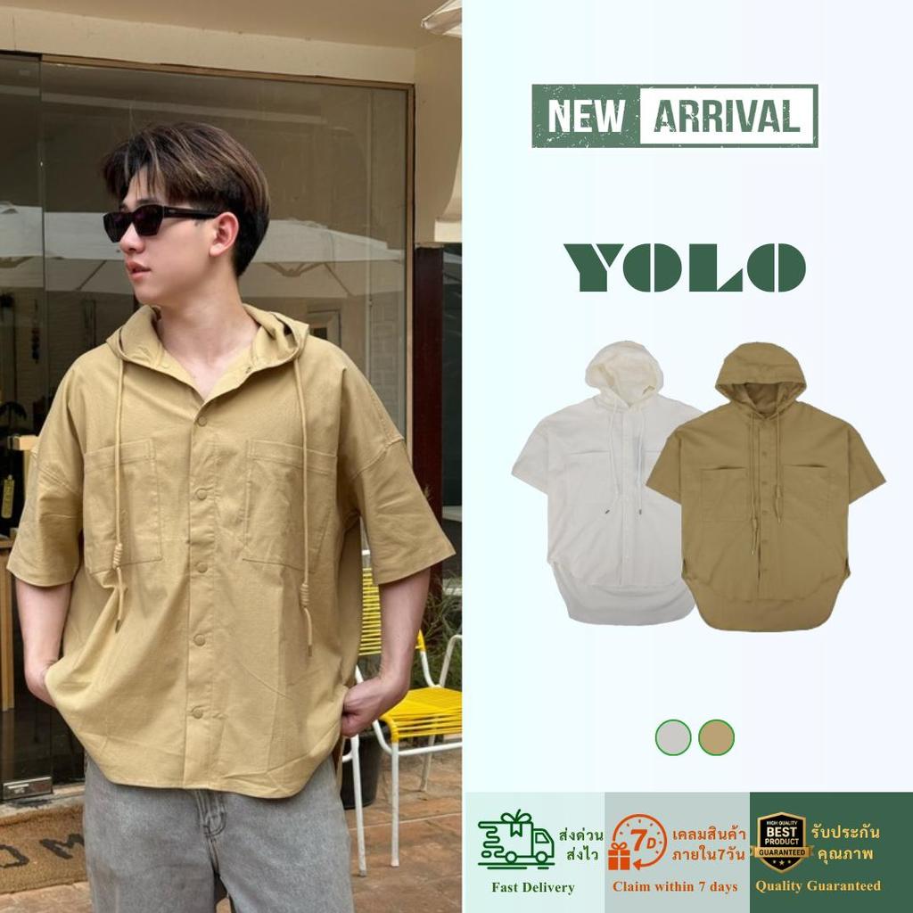 YOLO เสื้อยืด OVERSIZE เสื้อยืด ยืดแขนสั้น คอกลม แขนสั้น สีพื้น Y262120