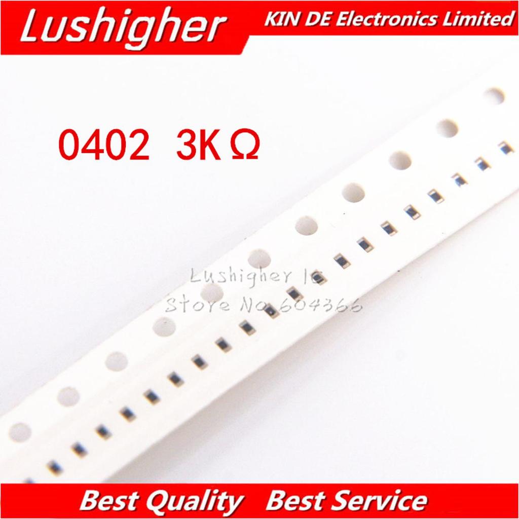 100PCS 0402 ตัวต้านทาน SMD 1% 3000ohm 302 3Kohm 3.0K
