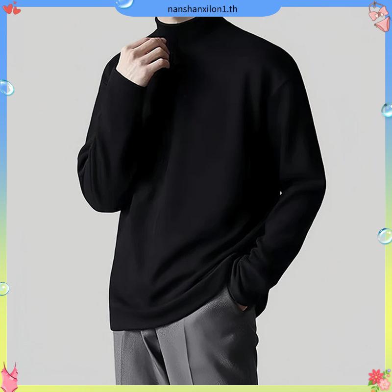 เสื้อกันความร้อนคอเต่าแขนยาวผู้ชายบุขนกํามะหยี่ Nha Vu Gia คุณภาพสูง
