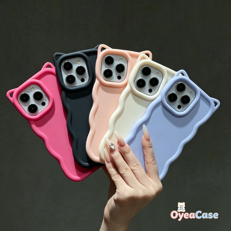หูแมวน่ารัก 3D Wavy Edge สําหรับ Vivo Y39 Y38 Y37 Y36 Y78 Y58 Y56 Y33S Y33T Y51 Y51S Y21 Y21D Y21S Y