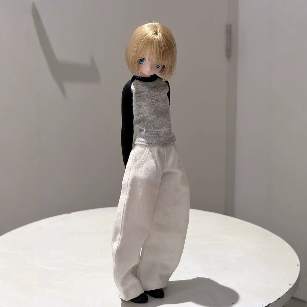 Azone/ob22/blythe/Little Six Baby Clothes Black Grey Top Machete Pants Set (ไม่รวมตุ๊กตา)
