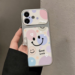 เคสโทรศัพท์ลายหน้ายิ้มนี้เข้ากันได้กับ iPhone13/11/12/17/14/15Pro/16Max/15Plusผลิตจากหนังแท้คุณภาพสูง กันกระแทก และทนทาน