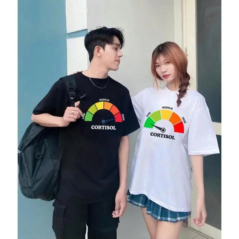 【COD】เสื้อยืด CORTISOL LEVEL ออกแบบมาสำหรับแฟนๆ ของคอร์ติซอล คอกลม ใส่ได้ทั้งชายและหญิง