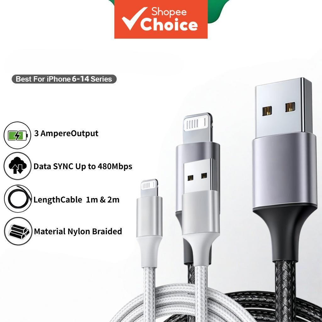 สายชาร์จเร็ว USB 2.4A ไนลอนถัก ทนทาน ขั้วต่ออลูมิเนียมอัลลอยด์ สําหรับ iPhone 14 - 6