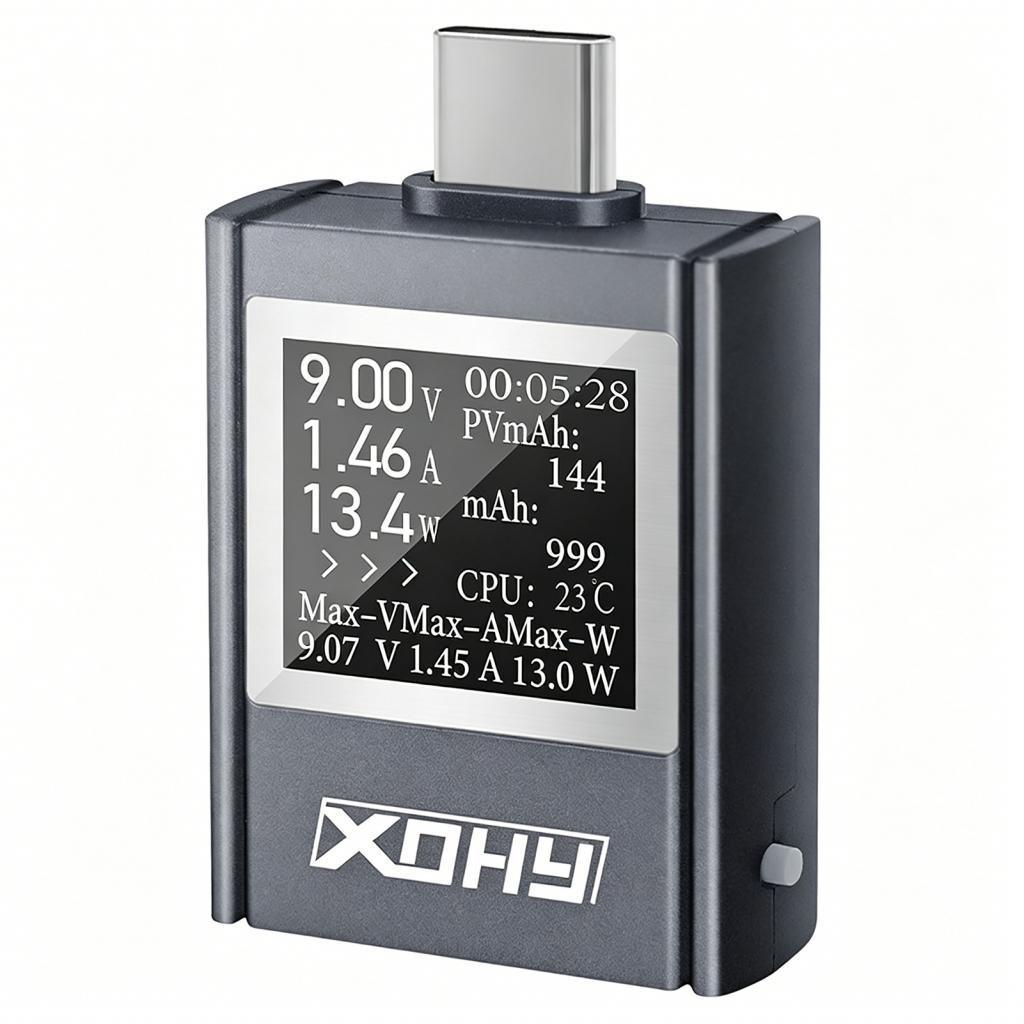 USB C Power Meter USB-Cเครื่องทดสอบประเภท-Cแรงดันไฟฟ้ามัลติมิเตอร์ 4.5V-50V 12Aพร้อมจอแสดงผลสีรองรับ