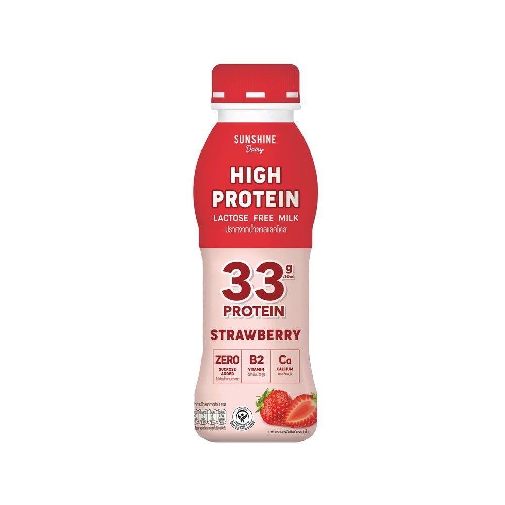 [สินค้าส่งด่วน] ซันชายน์ นมโปรตีนสูง รสสตรอเบอร์รี่ 340 มล. SUNSHINE HIGH PROTEIN STRAWBERRY 340 ML