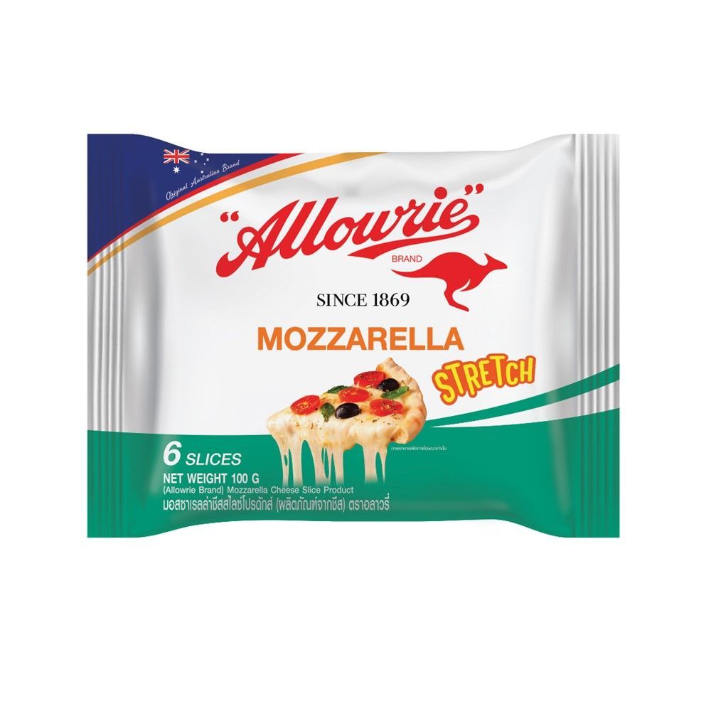 [สินค้าส่งด่วน] อลาวรี่ มอสซาเรลล่าชีส 6 สไลซ์ 100 กรัม ALLOWRIE MOZZARELLA CHEESE 6 SLICE 100 G
