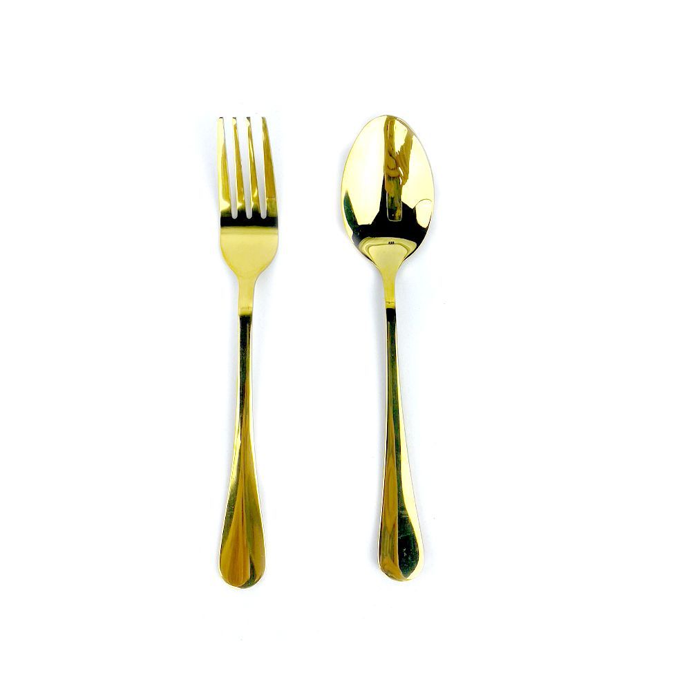 ช้อนส้อมสีทอง 1 คู่ GOLD CUTLERY NJ-1 PAIR