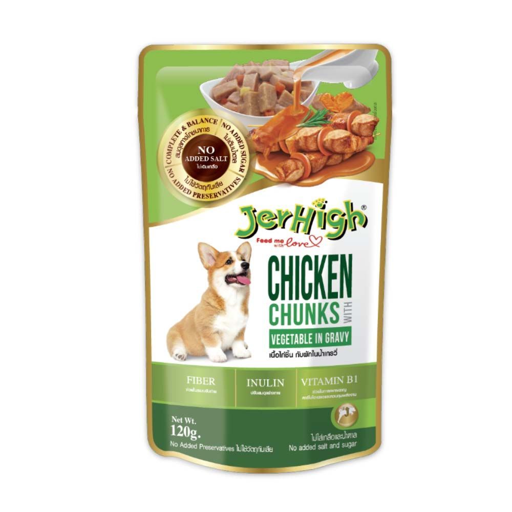 [สินค้าส่งด่วน] เจอร์ไฮไก่ผักในน้ำเกรวี่ 120ก. JERHIGH CHICKEN AND VEGETABLE GRAVY 120G