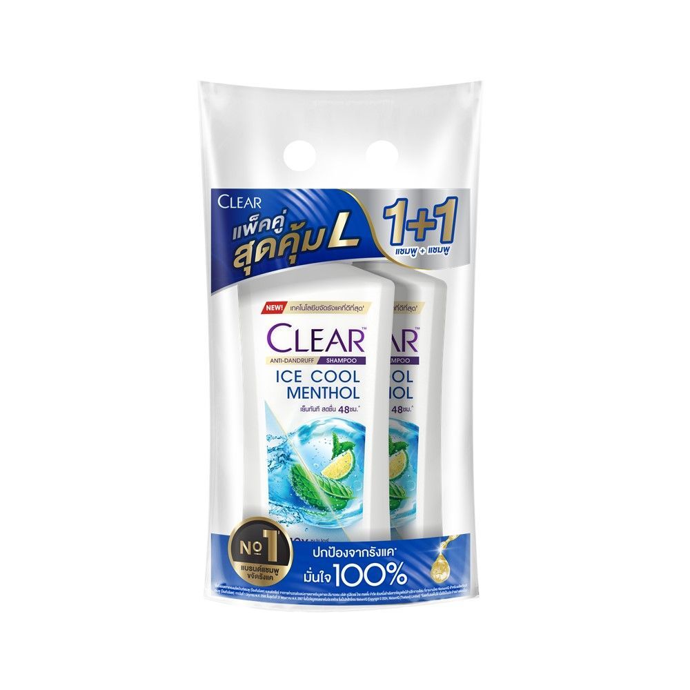 [สินค้าส่งด่วน] เคลียร์ แชมพู ไอซ์ คูล เมนทอล 350มล. แพ็ค 1+1 CLEAR SHAMPOO ICE COOL MENTHOL 350ML. PACK 1+1