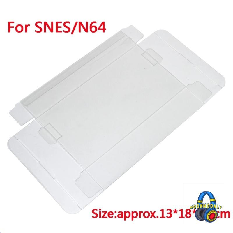 MOON Clear Transparent Game Cartridge Box Case CIB Games Cover for SNES N64