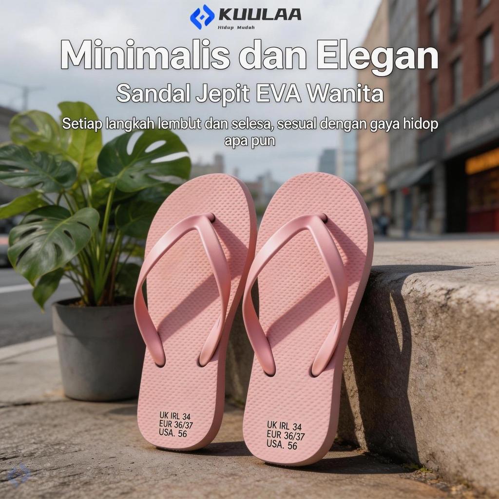 KUULAA แฟชั่น Versatil Seliper ผู้หญิงนวดรองเท้าแตะ EVA Berwarna Kalis Air Saiz SML