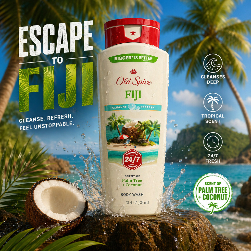Old Spice Body Wash Fiji with Palm Tree Scent 473ml ครีมอาบน้ำ