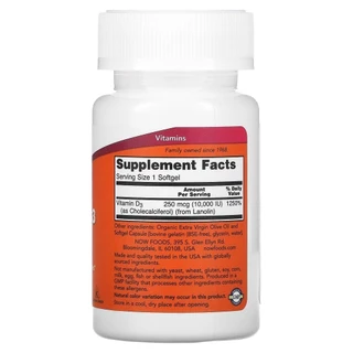 พร้อมส่ง NOW Foods Vitamin D-3 High Potency 2000IU/5000IU/10000IU 120Softgels วิตามินดี วิตามินดี3
