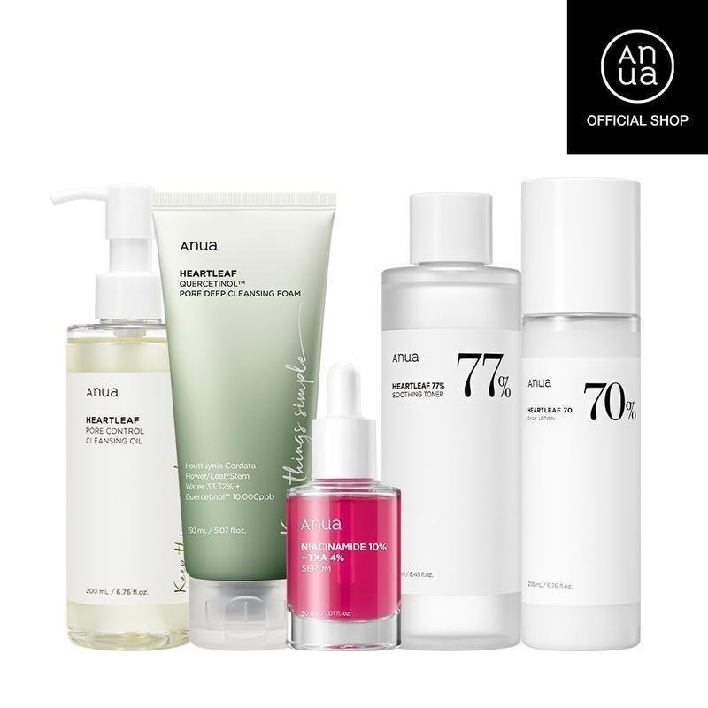 [Anua] Ultimate Skincare Routine (OilCleanser + โฟมล้างหน้า + โทนเนอร์ + เซรั่มเปลี่ยนสี + Calming M