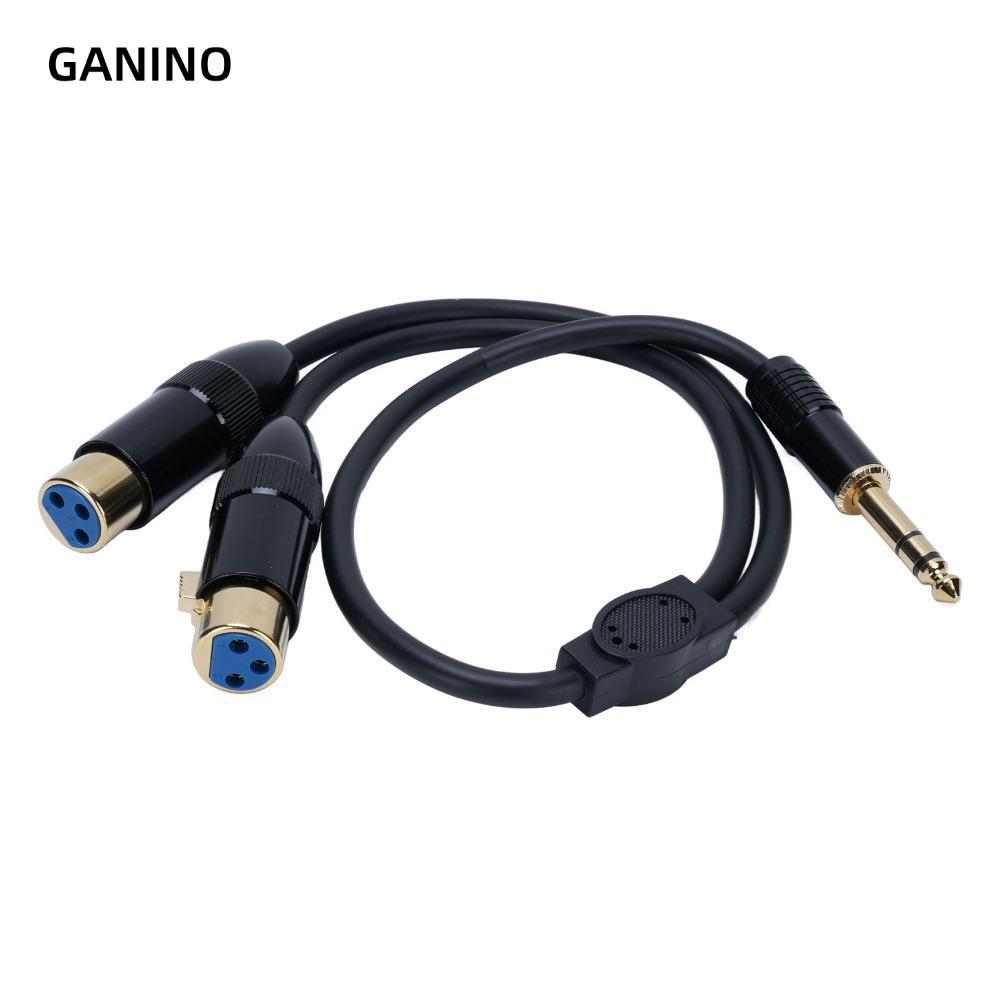 GANINO Dual XLR Female to 1/4in Male, Stereo Audio 0.5m / 1.6ft 6.35mm TRS ถึง 2 XLR Y Splitter Cabl