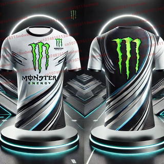 Monster Energy เสื้อยืดผู้ชาย Unisex ขนาดผู้หญิงแขนสั้นเสื้อยืดรถจักรยานยนต์ 3D ออกแบบอย่างเป็นทางการ Monster Energy TSh