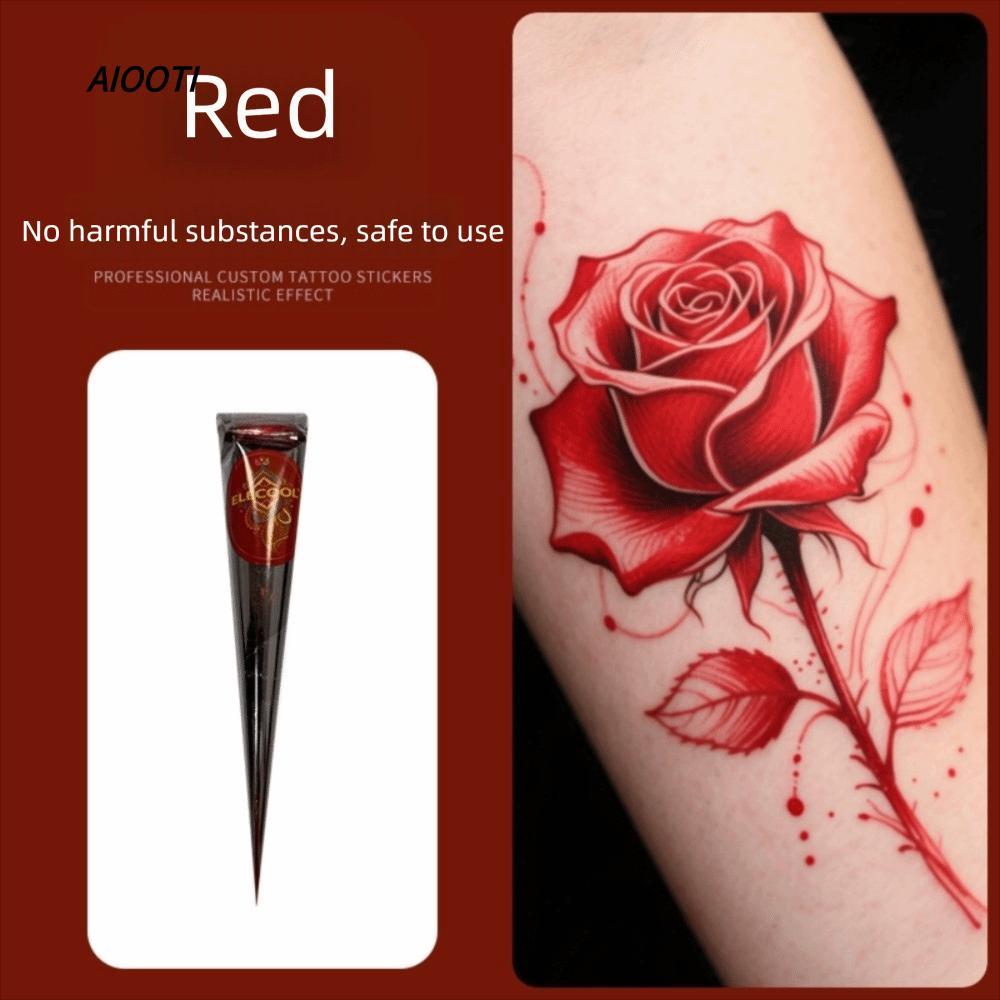 AIUTI Henna Tattoo Cream, กึ่งถาวรสีดําสีน้ําตาล Henna Paste Cone, Mehndi Easy-To-Use รอยสักชั่วคราว