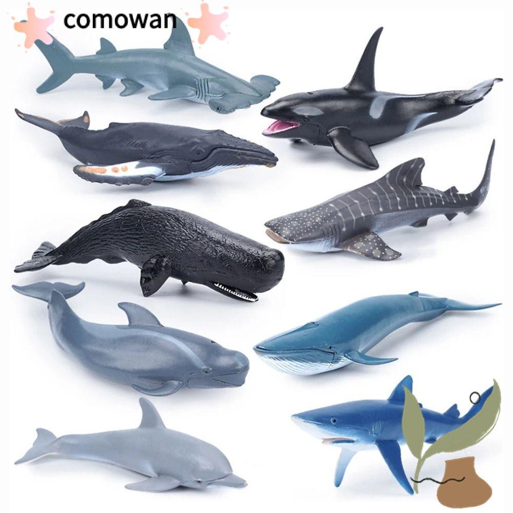 Kowan จําลอง Sea Life, สัตว์รุ่น PVC Whale Figurines, Shark Cachalot ของเล่นเพื่อการศึกษาสัตว์ทะเล Ocean ตัวเลขการกระทํา