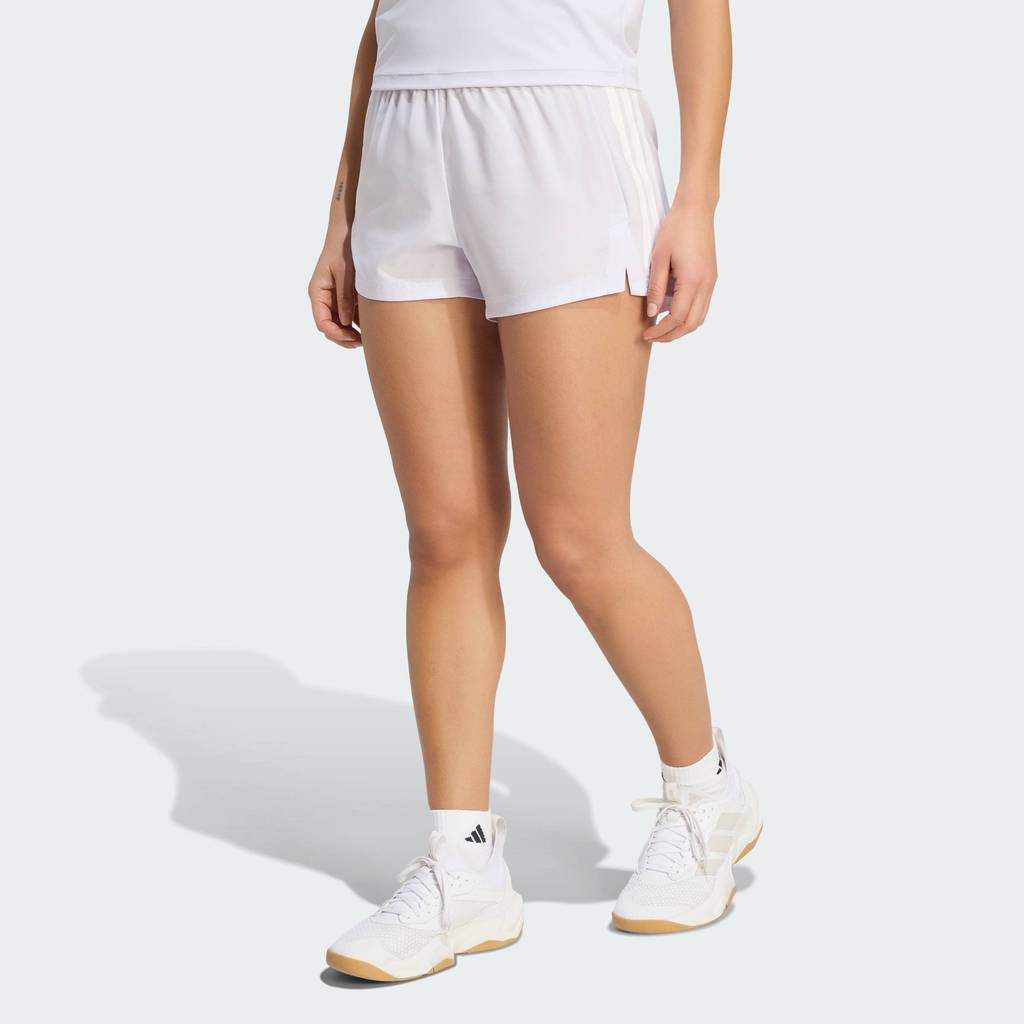 adidas Gym & Training กางเกงขาสั้นผ้าทอ Hyperglam 3-Stripes ผู้หญิง สีม่วง KQ5811