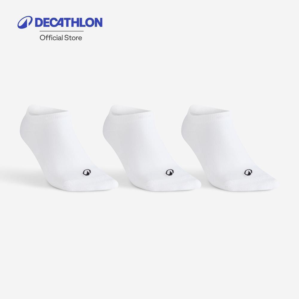 Decathlon Low Tennis Socks Rs 100 Tri-Pack ถุงเท้าสั้นสำหรับใส่เล่นเทนนิสรุ่นอาร์เอส 100 แพ็ค 3 คู่ - White