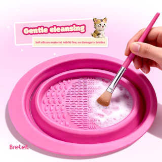 Breteil ชามซิลิโคนสำหรับทำความสะอาดแปรงแต่งหน้า - ดีไซน์พับได้ สำหรับทำความสะอาดแปรงแต่งหน้าและฟองน้ำแต่งหน้า BR-W11