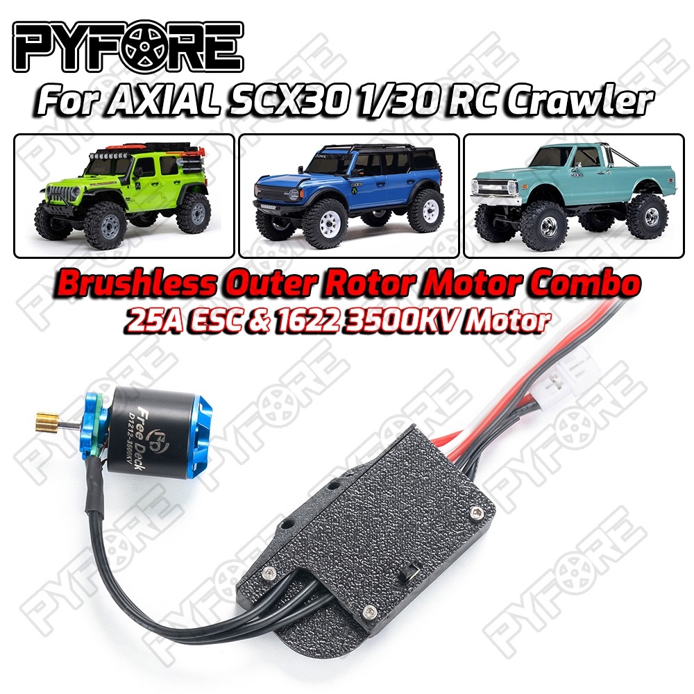 PYFORE 25A ESC 1622 3500KV ด้านนอกโรเตอร์มอเตอร์ Brushless Combo สําหรับ AXIAL SCX30 1/30 RC Crawler อุปกรณ์เสริม