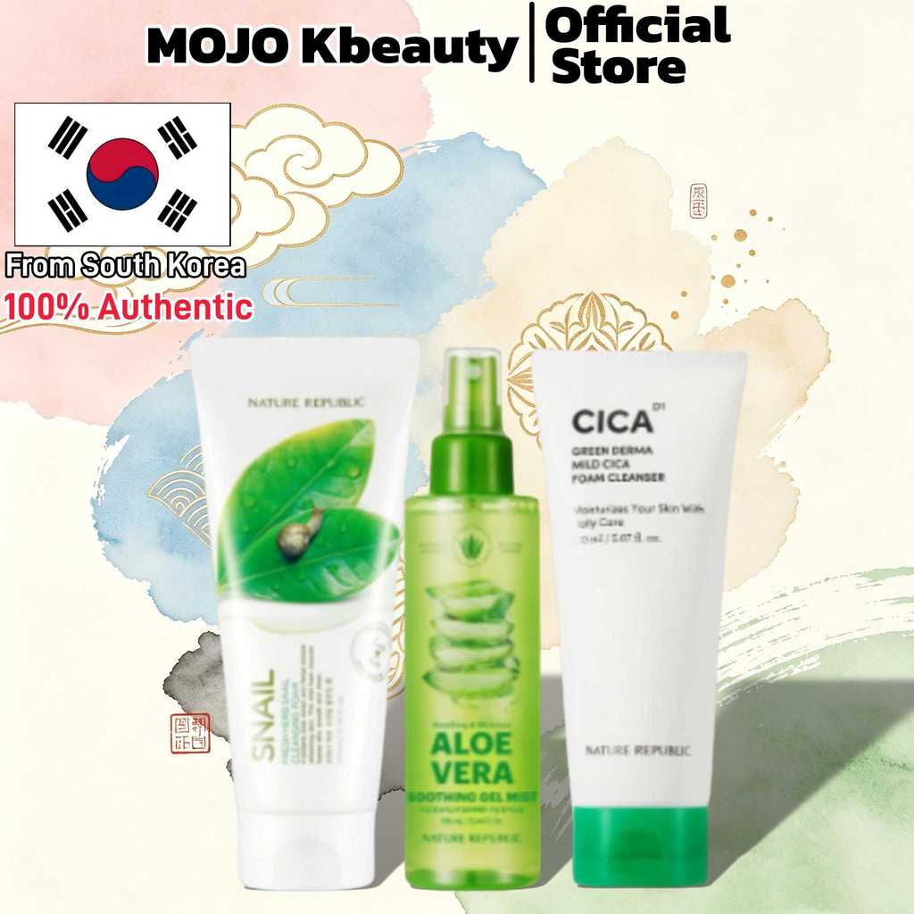 [Nature Republic] Soothing & Moisture Aloe Vera Soothing Gel Mist 150ml/Snail Herb คลีนซิ่งโฟม 170ml/ Green Derma Mild Cica Foam Cleanser 150ml