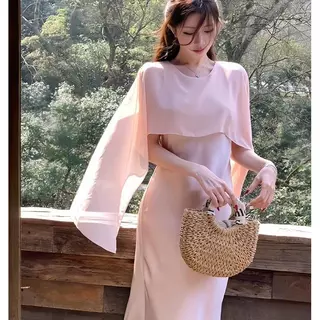 Dode.mall 99411#ชุดเดรสยาวสองชิ้นสไตล์ฝรั่งเศสสุดเก๋ ดีไซน์ใหม่สำหรับผู้หญิงในฤดูร้อนปี 2026 ผลิตจากผ้าซาติน