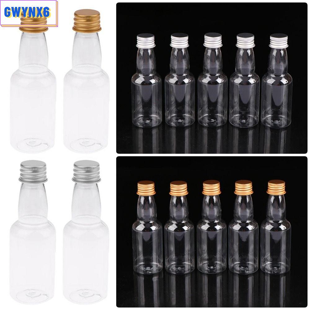 GWYNX6 5ชิ้นมินิขวดเหล้าชุด,ขนาดเล็กพรรคซัพพลายขวดพลาสติก,60มิลลิลิตรเงิน/ทองหมวกเครื่องดื่มขวดยิง