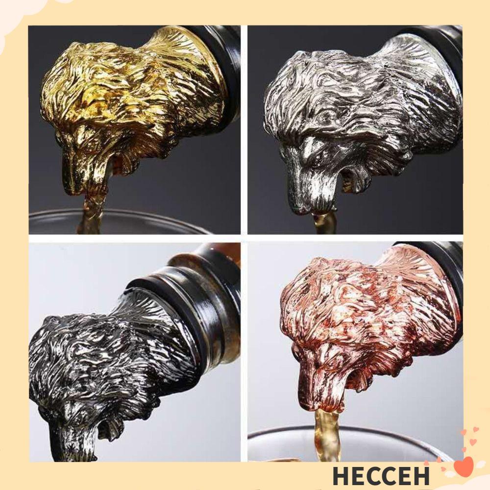 HECCEH ขวด Stoppers, เสือดาว/Lion/ Antelope หัวเครื่องดื่มแบบพกพา Pourer, ที่ไม่ซ้ํากันสังกะสีอัลลอยด์เครื่องดื่ม Aerators Party Supplies