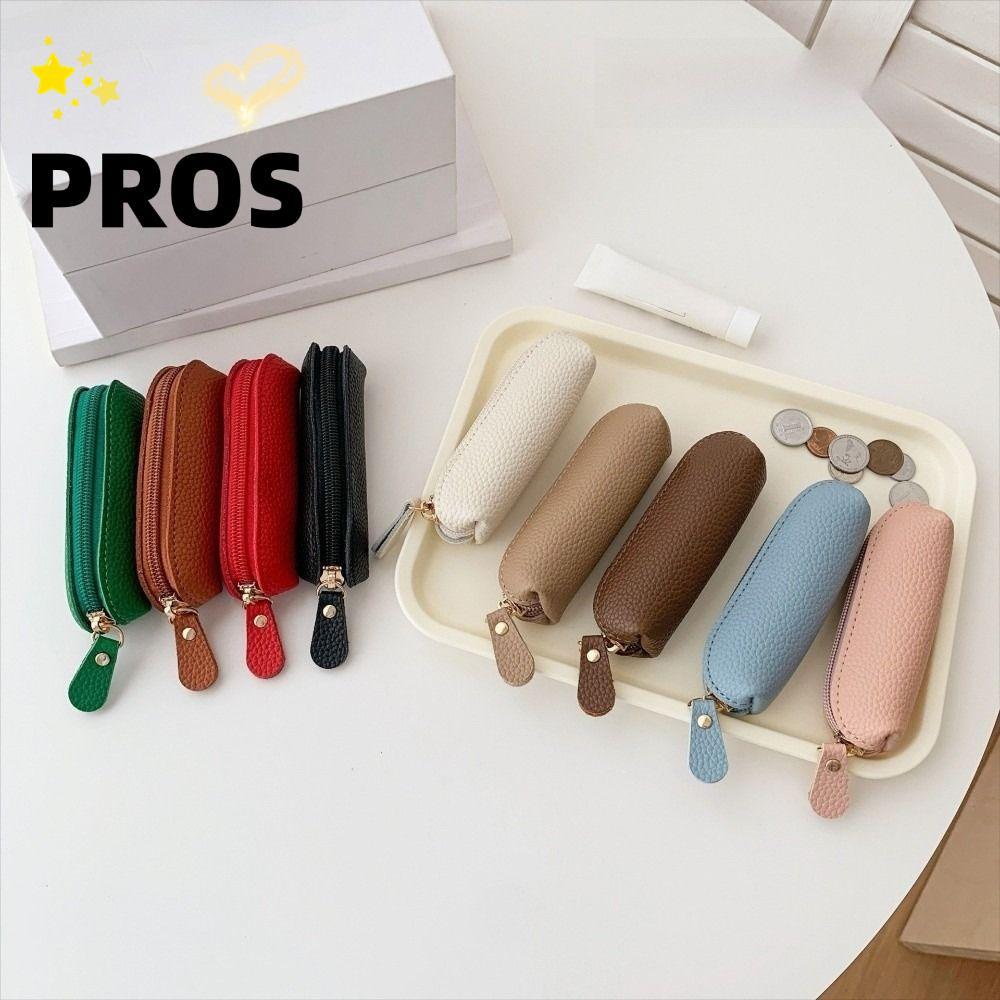 PROS Mini Wallet, Cowhide Compact Design กระเป๋าเหรียญ,อุปกรณ์เสริมแฟชั่นขนาดพกพา PU หนังซิปปิดซิปกระเป๋าใส่เหรียญทุกวันพกพา