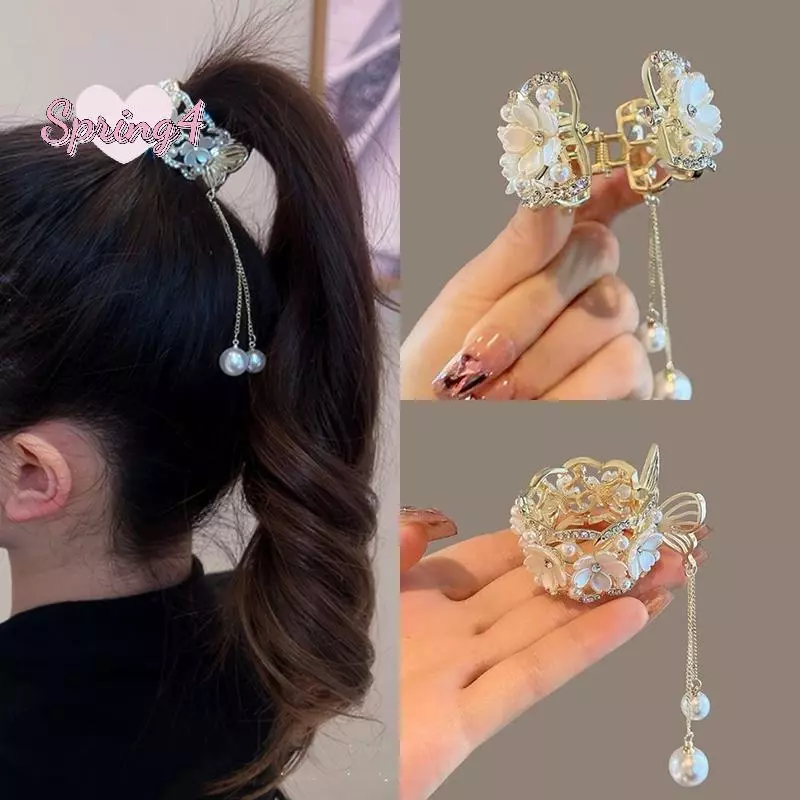 <Spring4>แฟชั่นRhinestone sel PearlผมClawsดอกไม้กิ๊บผู้หญิงCrrettesผู้ถือผมหางม้าHairpinsเครื่องประดับผมของขวัญNice