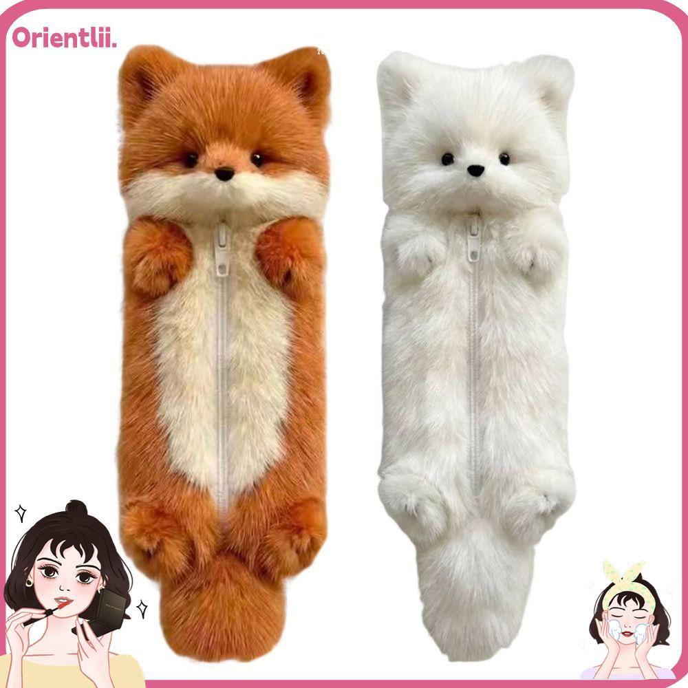 กระเป๋าใส่ปากกา ORIENTTK ดินสอตุ๊กตารูปทรง ปิดซิป กระเป๋าเครื่องเขียนความจุขนาดใหญ่ สํานักงานโรงเรียน