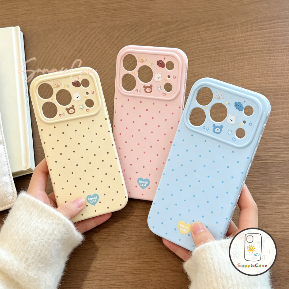 รักหญิงสาวหัวใจเรียบง่ายคลื่นจุดน่ารักนำไปใช้กับ IPhone 11 16 7 8 15 Plus  Air 17 Air 14 16 XR XS Max 13 16 14 Pro