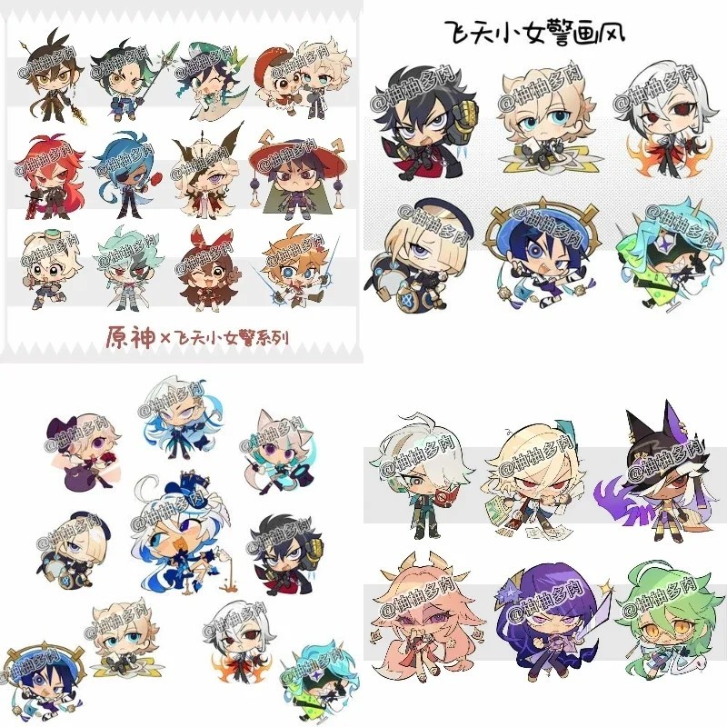 Genshin Impact Neuvillette Furina Wriothesley พวงกุญแจ Arlecchino - Mica Chibi พวงกุญแจอนิเมะสําหรับ