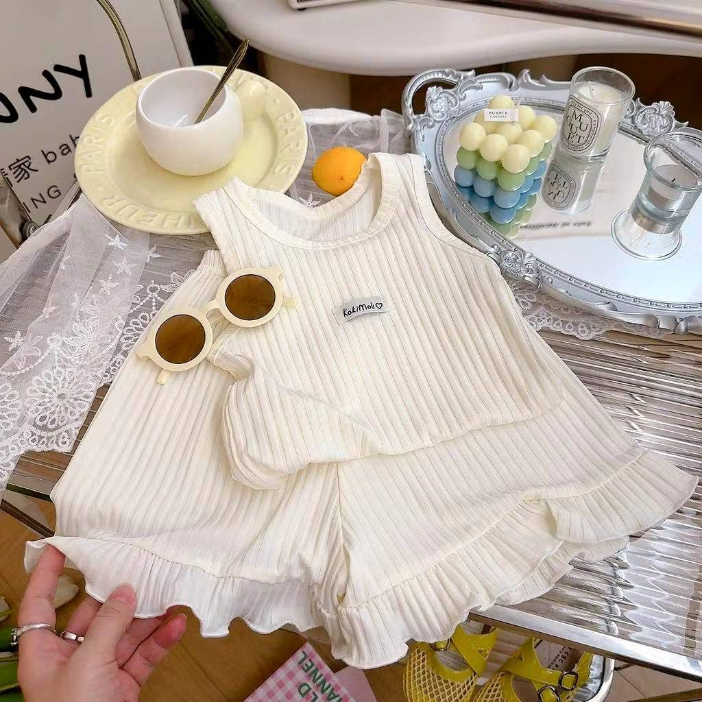 ✨ชุดเซ็ท 2 ชิ้น เสื้อแขนกุด+กางเกง แฟชั่นฤดูร้อน มา ใหม่ เหมาะสำหรับเด้กผู้หญิง✨พร้อมส่งในไทย