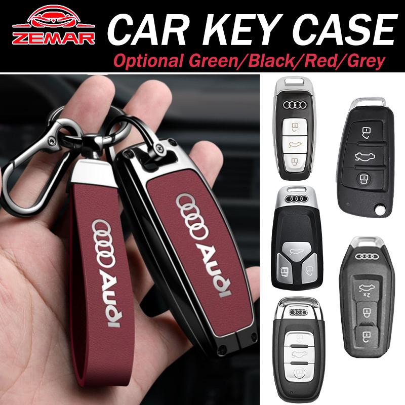Audi สังกะสีอัลลอยด์ฝาครอบกุญแจรถสมาร์ทคีย์ Protector รถ KeyChain พวงกุญแจแฟชั่น Accessorie สําหรับ 
