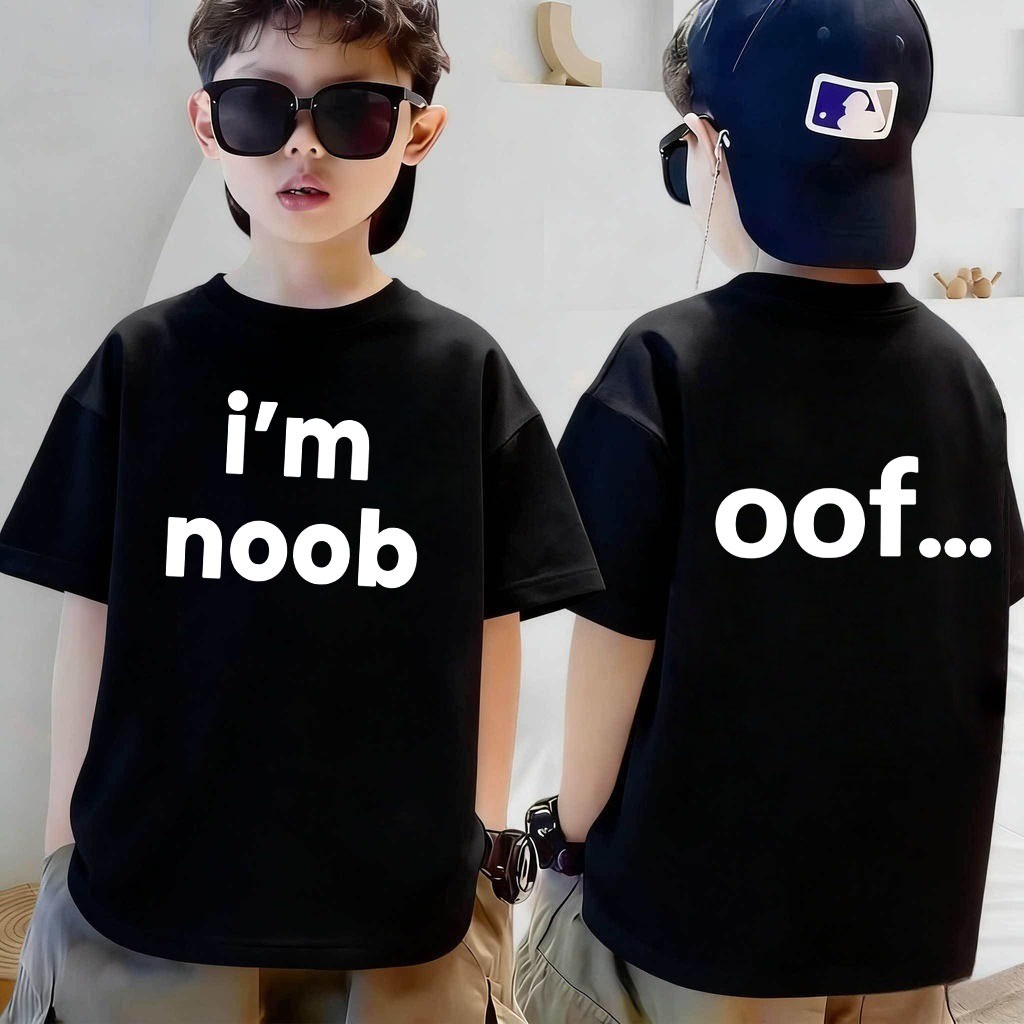 🏎COD เสื้อเชิ้ต I'm noobใส่แล้วไม่มี noob ผ้าCotton 100% ใส่สบาย ไม่หด ไม่ย้ Family set 100-150CM