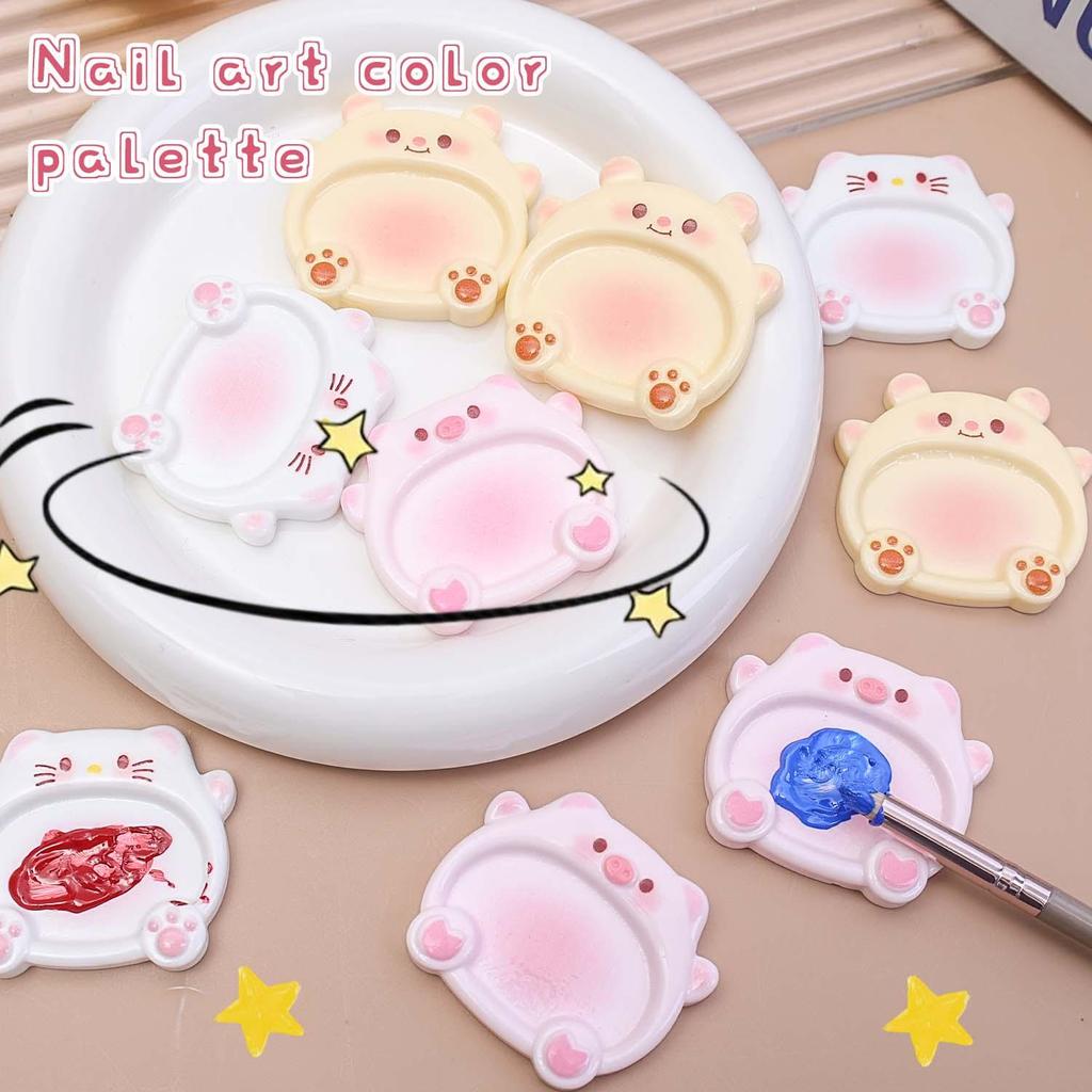 5ชิ้นมินิน่ารักการ์ตูนจานเพ้นท์เล็บที่มี3การออกแบบ,นํามาใช้ใหม่และทําความสะอาดง่ายผิว,เรซิ่นโปแลนด์ผสมเครื่องมือ,แบบพกพาสําหรับบ้าน/ซาลอน/ท่องเ