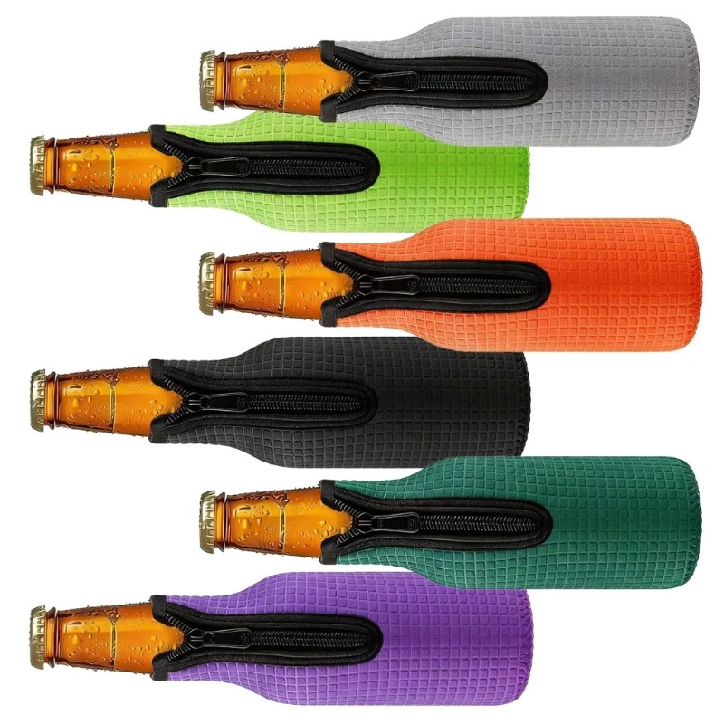 Universe Pack Of 6 Square Textured Neoprene Beer Bottle Sleeves สําหรับชุมนุมกลางแจ้งและปิคนิค